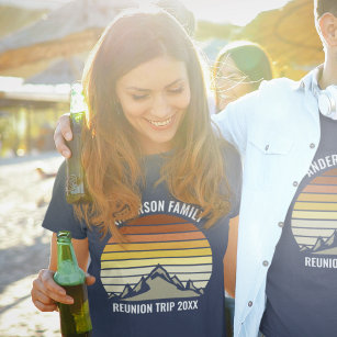 Custom Family Reunion Vintage Sunset Mountain T-Shirt