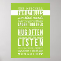 CUSTOM FAMILY RULES modern typography lime green