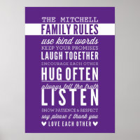 CUSTOM FAMILY RULES modern typography rich purple