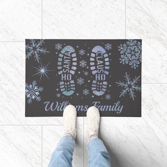 Custom Family Santa Boots Footprints Christmas Doormat (Indoor)