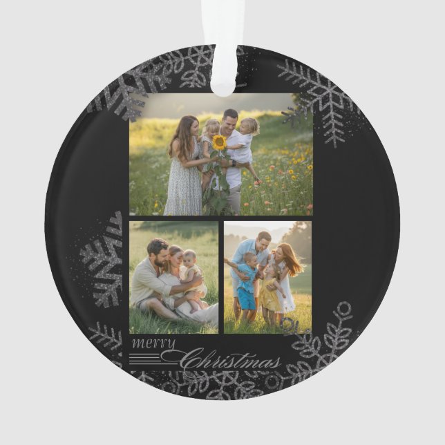 Custom FAMILY Script One Photo Keepsake Ceramic Ba Ornament (Back)