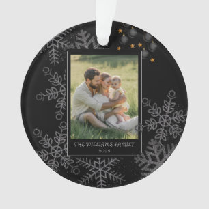 Custom FAMILY Script One Photo Keepsake Ceramic Ba Ornament