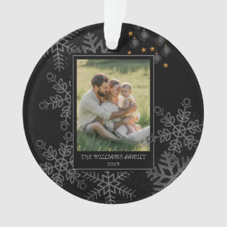 Custom FAMILY Script One Photo Keepsake Ceramic Ba Ornament