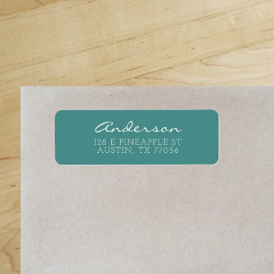 Custom Family Script   Teal   Return Address Label