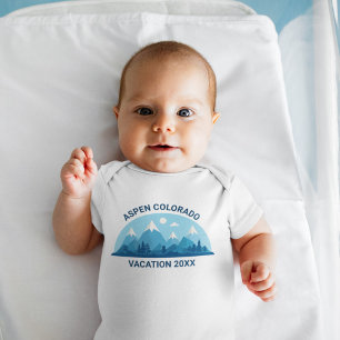 Custom Family Ski Trip Blue Mountain Cute Baby Bodysuit