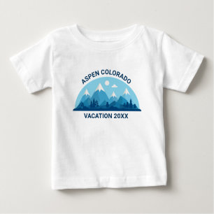 Custom Family Ski Trip Blue Mountain Cute Baby T-Shirt