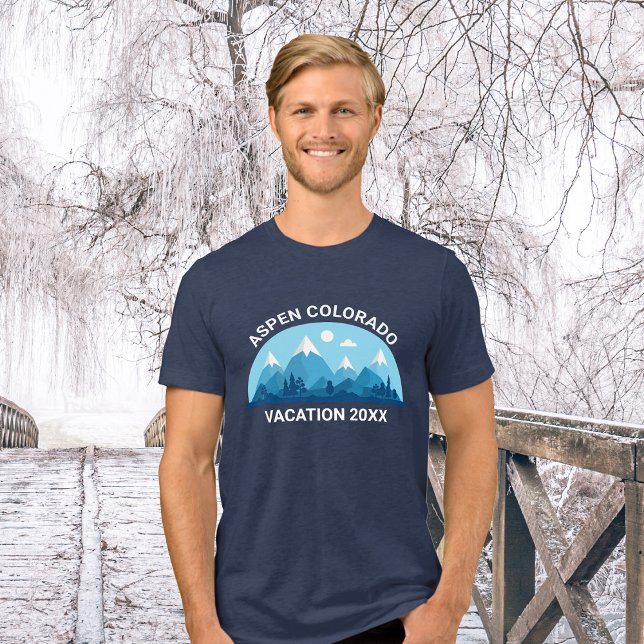 Custom Family Ski Trip Blue Snowy Mountain Tri-Blend Shirt (Creator Uploaded)