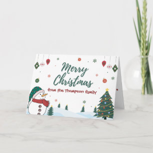 Custom Family Snowman Christmas Card Personalised