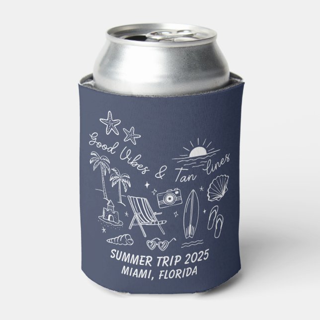 Custom Family Summer Beach Trip Group Matching Can Cooler (Can Front)