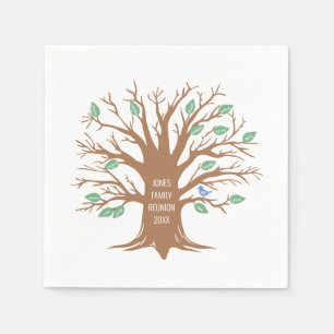 Custom Family tree with leaves and birds Napkin