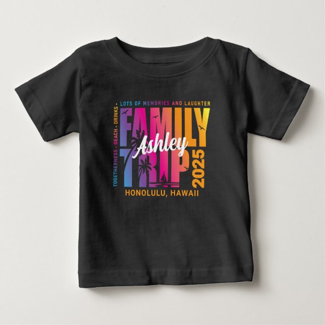 Custom Family Trip Matching Group Vacation Baby T-Shirt (Front)
