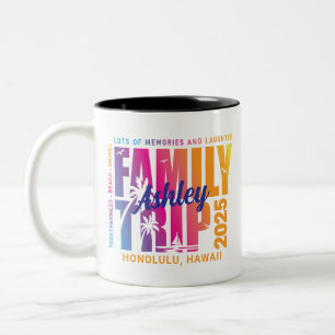 Custom Family Trip Matching Group Vacation Two-Tone Coffee Mug