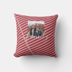 Custom Family Two Photo Double-Sided Christmas Cushion