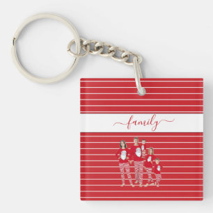 Custom Family Two Photo Double-Sided Christmas Key Ring