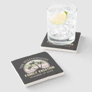 Custom Family Vacation Beach Tropical Island Stone Coaster