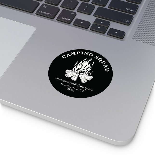 Custom Family Vacation Campfire Camping Trip Classic Round Sticker (Camping Squad Circle Sticker)