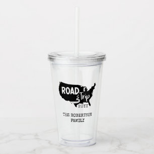 Custom Family Vacation Family Road Trip USA Map Acrylic Tumbler