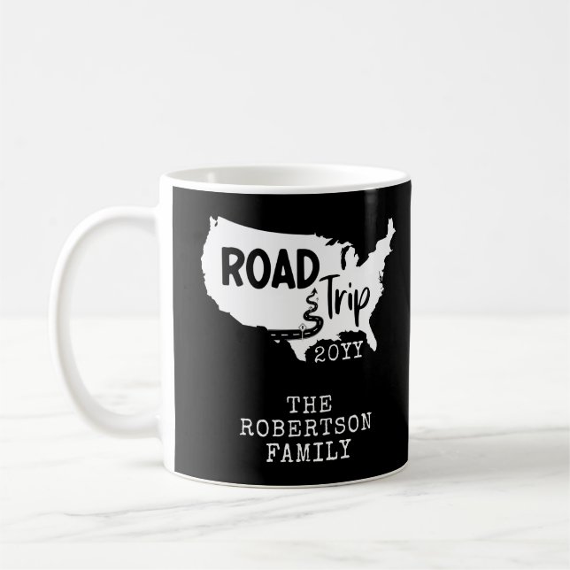 Custom Family Vacation | Family Road Trip USA Map Coffee Mug (Left)