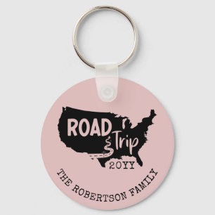 Custom Family Vacation   Family Road Trip USA Map Key Ring