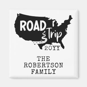 Custom Family Vacation Family Road Trip USA Map Magnet
