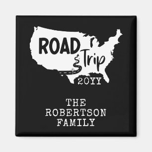 Custom Family Vacation Family Road Trip USA Map Magnet