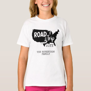 Custom Family Vacation Family Road Trip USA Map T-Shirt
