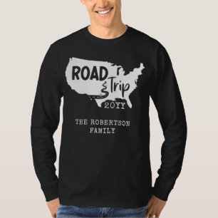 Custom Family Vacation Family Road Trip USA Map T-Shirt