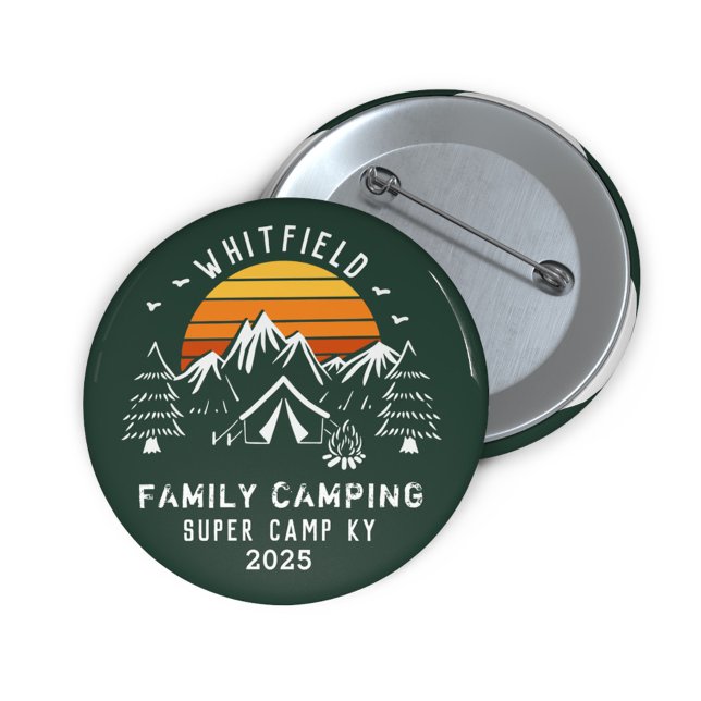 Custom Family Vacation Matching Camping 3 Cm Round Badge (Family Matching Summer Camping Vacation Cute Green Button)