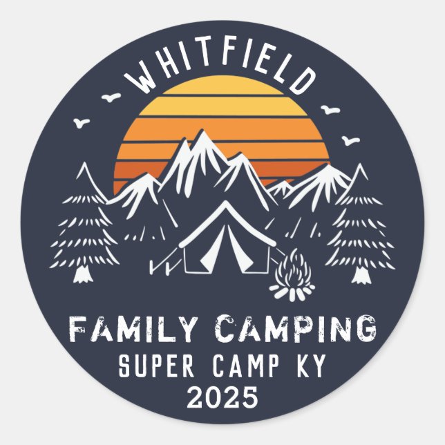 Custom Family Vacation Matching Camping Classic Round Sticker (Front)