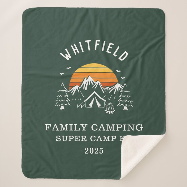 Custom Family Vacation Matching Camping Sherpa Blanket (Front)