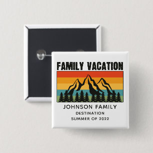 Custom Family Vacation Mountains Hiking Camping  15 Cm Square Badge