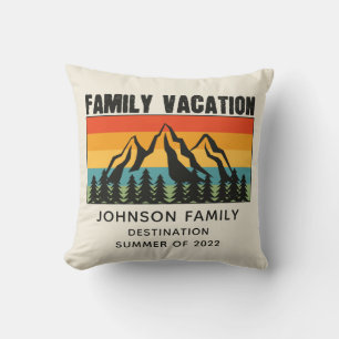 Custom Family Vacation Mountains Hiking Camping Cushion