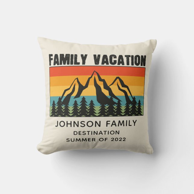 Custom Family Vacation Mountains Hiking Camping Cushion (Front)