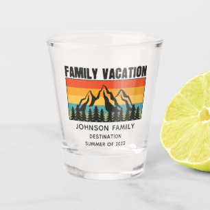 Custom Family Vacation Mountains Hiking Camping Shot Glass