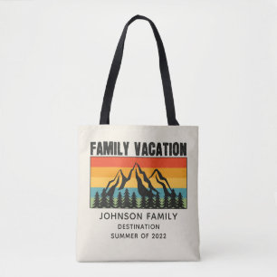 Custom Family Vacation Mountains Hiking Camping Tote Bag