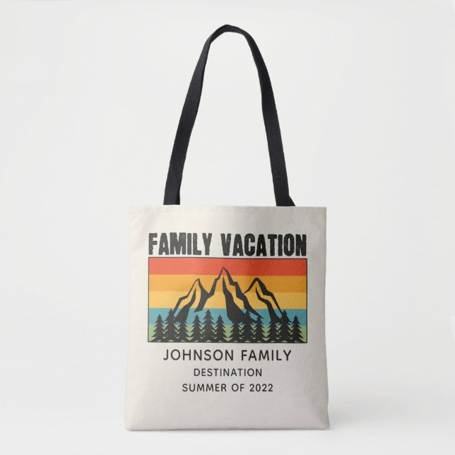 Custom Family Vacation Mountains Hiking Camping Tote Bag (Front)
