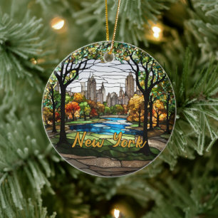 Custom Family Vacation New York Ceramic Ornament
