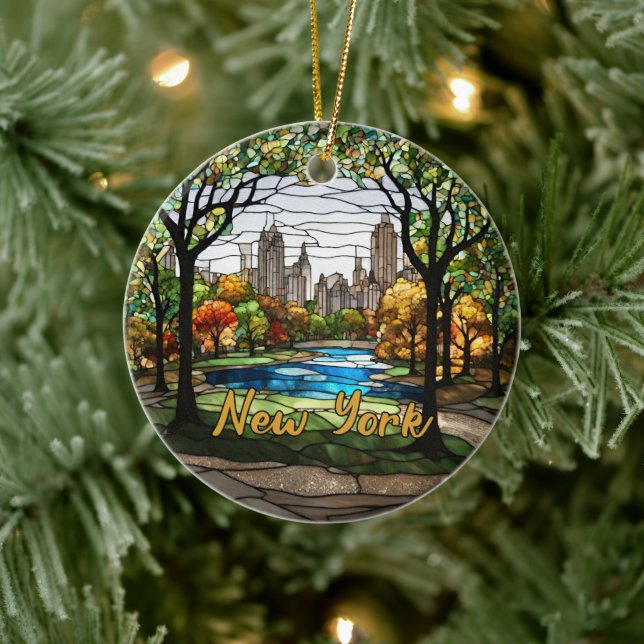Custom Family Vacation New York Ceramic Ornament (Tree)