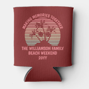 Custom Family Vacation Retro Tropical Beach Trip Can Cooler