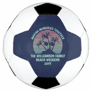Custom Family Vacation Retro Tropical Beach Trip Soccer Ball