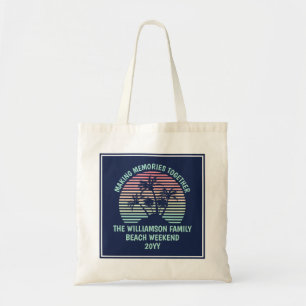 Custom Family Vacation Retro Tropical Beach Trip Tote Bag
