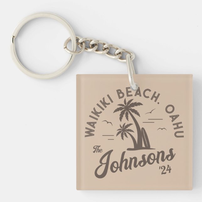 Custom Family Vacation Summer Beach Group Trip Key Ring (Front)