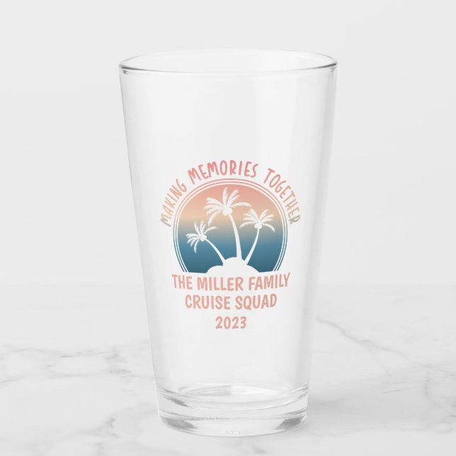 Custom Family Vacation Summer Beach Trip Glass (Front)
