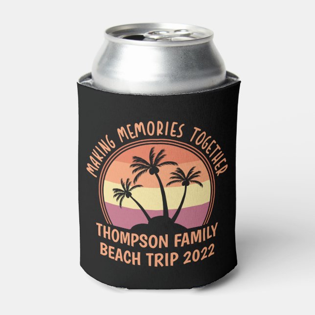Custom Family Vacation Summer Reunion Beach Trip Can Cooler (Can Front)