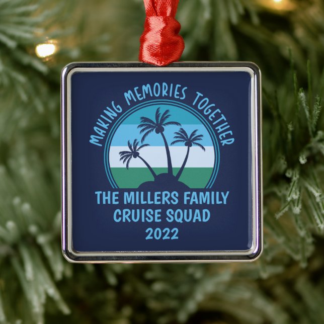 Custom Family Vacation Summer Reunion Beach Trip Metal Ornament (Tree)