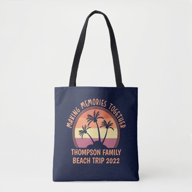 Custom Family Vacation Summer Reunion Beach Trip Tote Bag (Front)