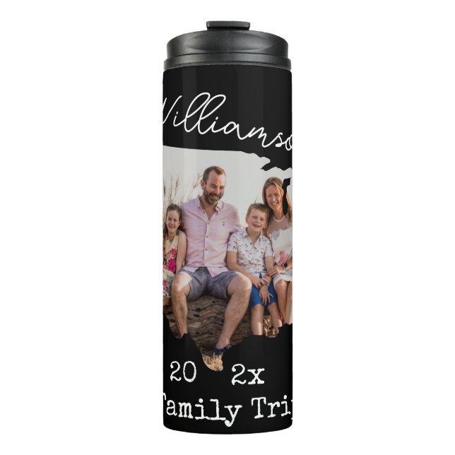 Custom Family Vacation USA Road Trip Family Photo Thermal Tumbler (Front)