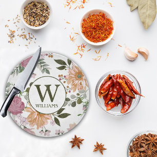 Custom Family Watercolor Flowers  Cutting Board