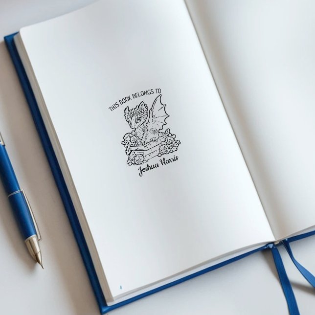 Custom Fantasy Baby Dragon Bookplate Rubber Stamp (Creator Uploaded)