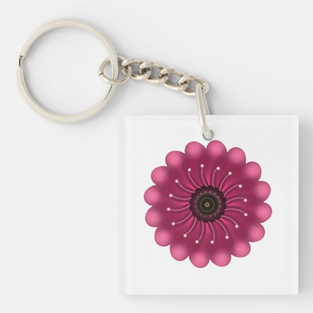 Custom Fantasy Flower | Abstract Neon Floral Key Ring (Front)